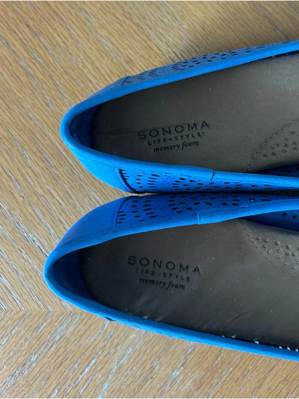 Sonoma Life+Style Memory Foam Eliza Blue Faux Leather Ballet Flat 9M